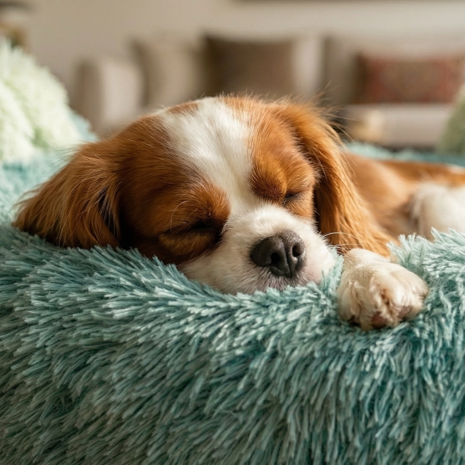Fluffy Pet Bed with Tail and Ear Design