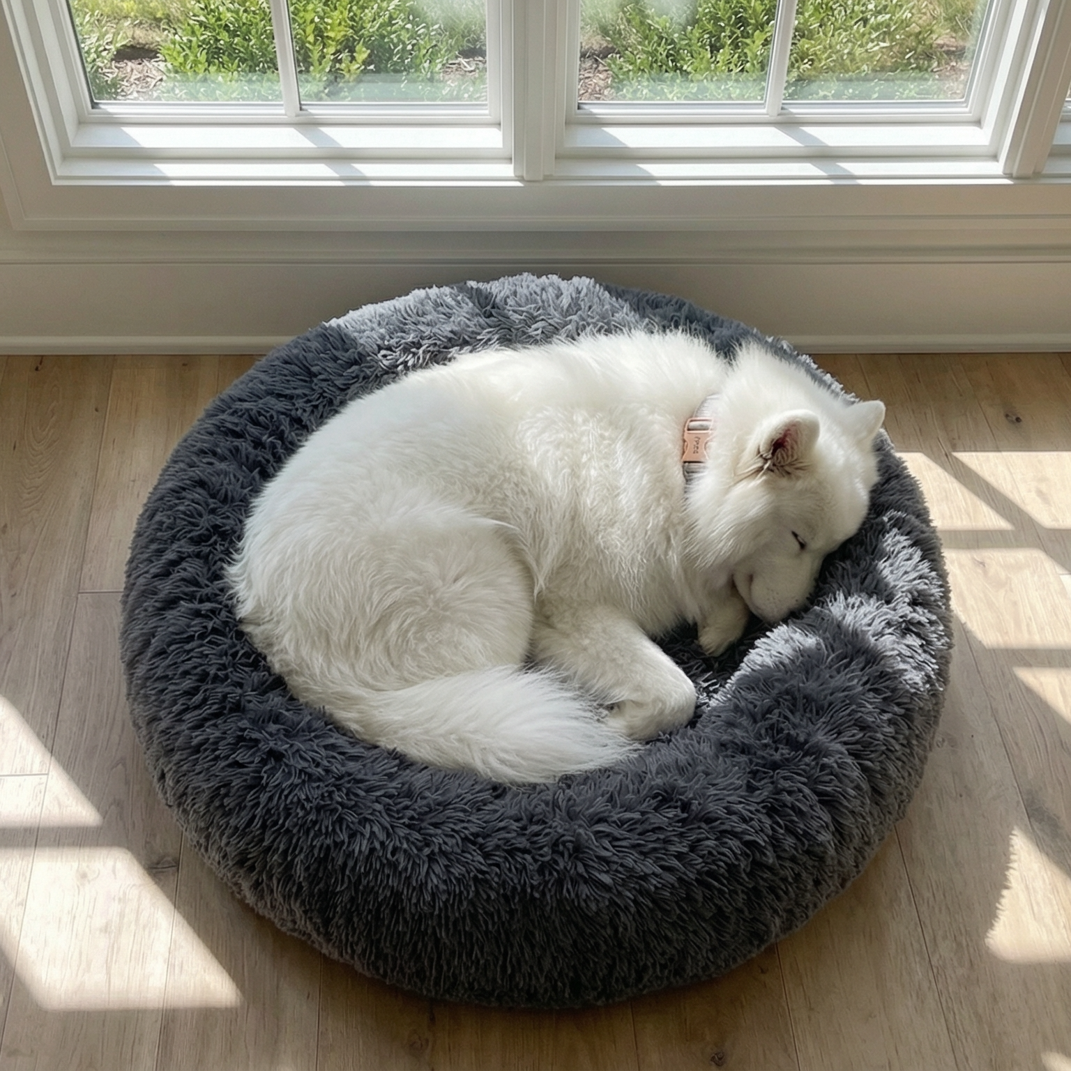 Fluffy Plush Donut Nest Pet Bed