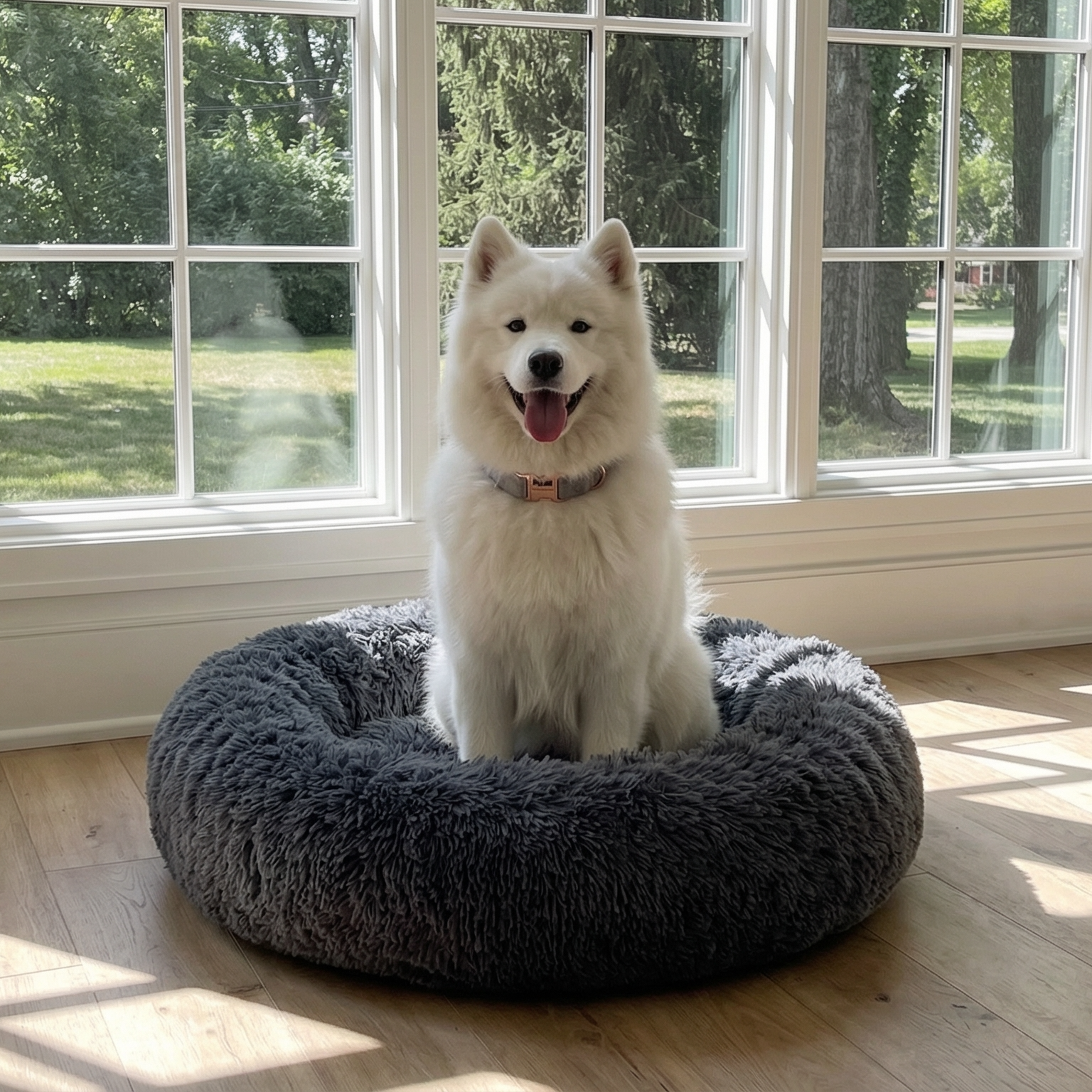 Fluffy Plush Donut Nest Pet Bed