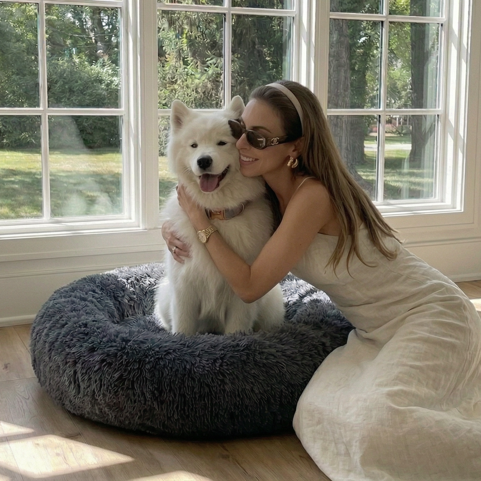 Fluffy Plush Donut Nest Pet Bed