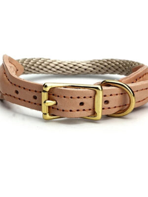 Genuine Leather and Hemp Rope Dog Collar