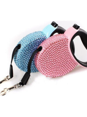 Rhinestone Sparkling Retractable Dog Leash