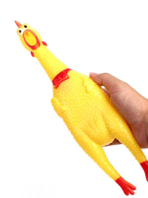 Squeaky Screaming Yellow Chicken Chew Dog Toy